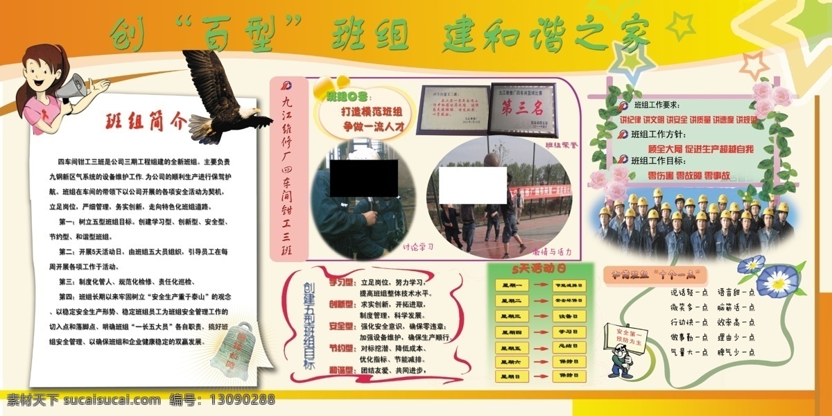 班组 管理 网络 图 网络图 展板 6型班组 班组安全展板 展板模板 广告设计模板 源文件