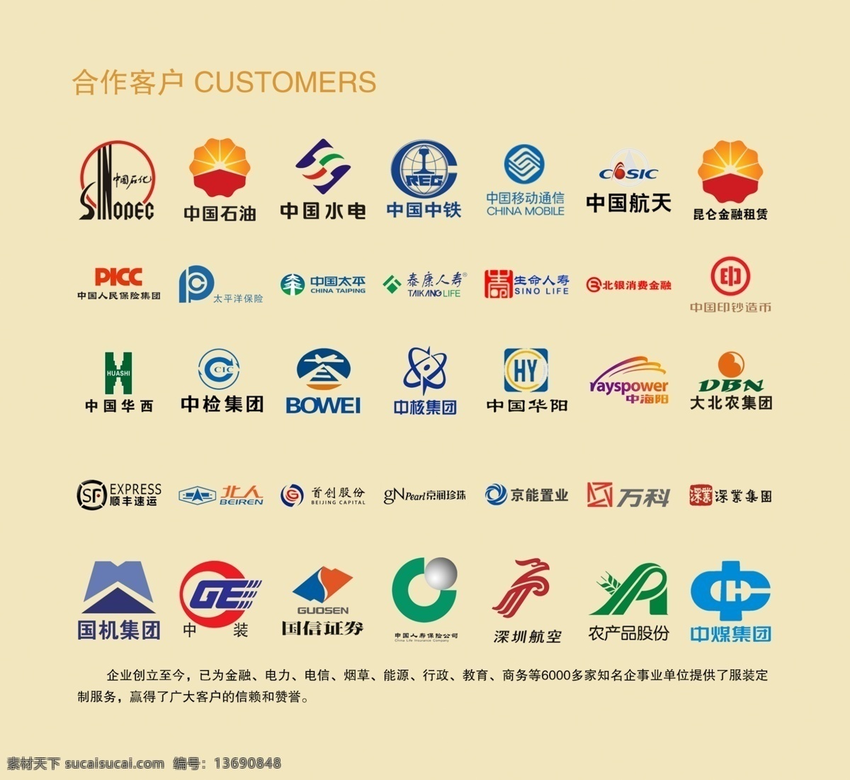 合作 客户 一览表 合作客户 企业 logo 大全 世界500强 大企业 国企 分层 源文件