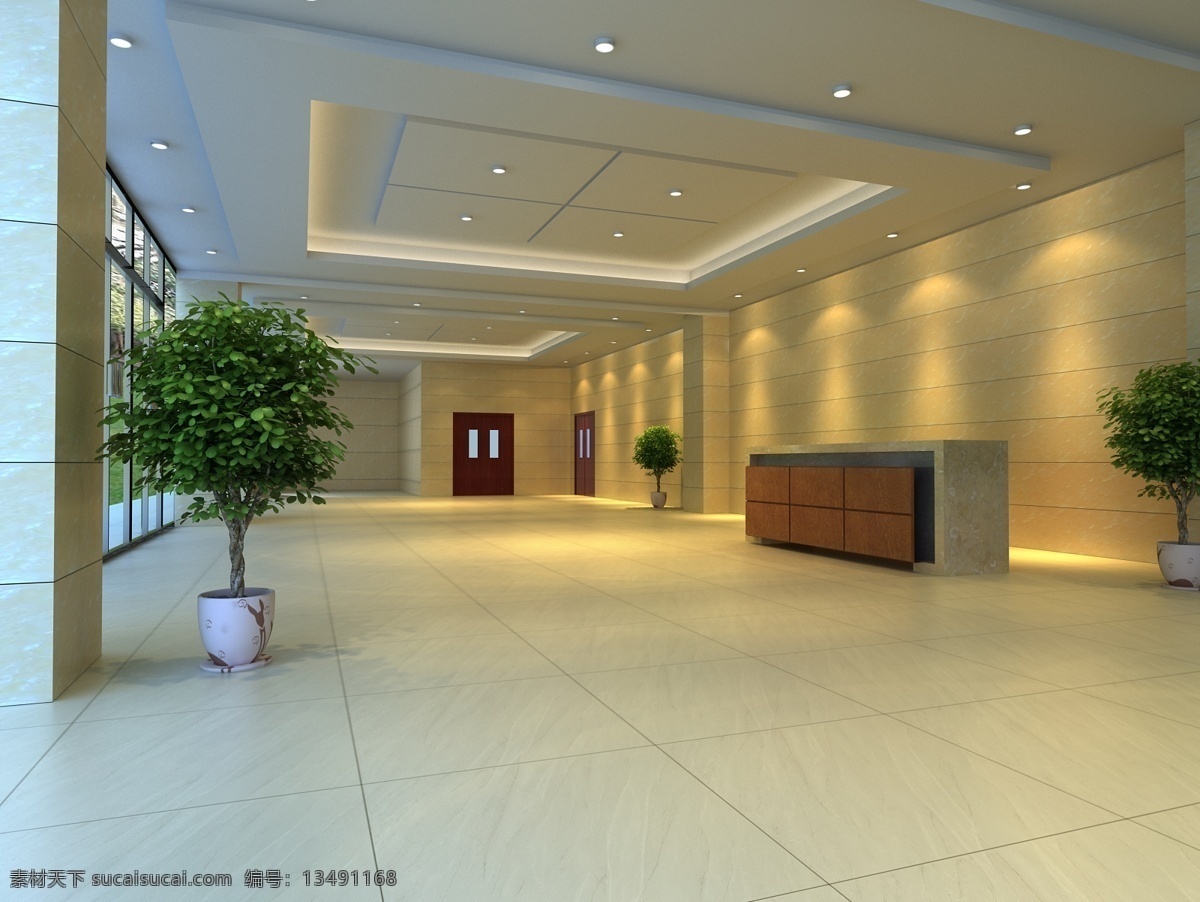办公楼 大厅 效果图 装修 门厅 3d作品 3d设计