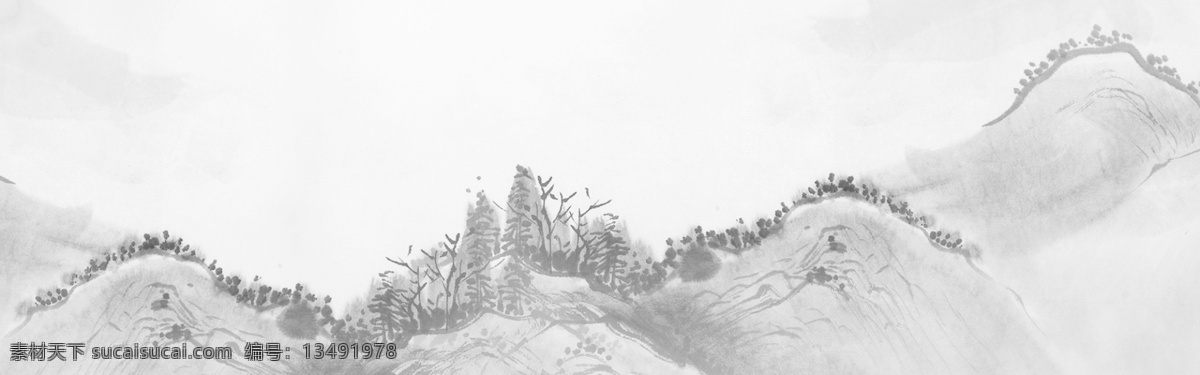 水墨 山水 画面 中国 风 海报 banner 背景 中国画 风景 黑白灰