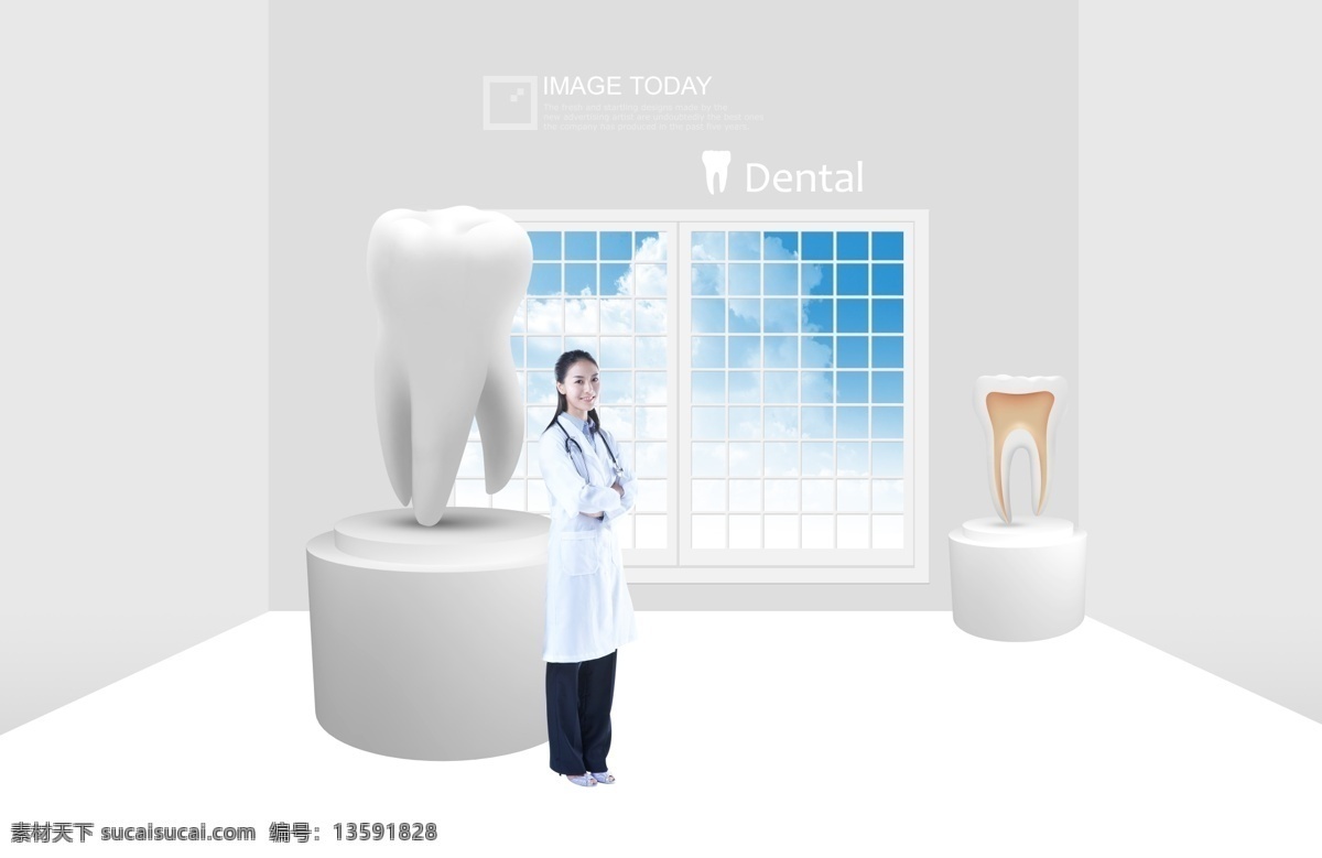 牙医女孩 牙医 口腔 牙齿健康 医疗广告 医学 临床 医生 医疗 医疗素材 广告设计模板 psd素材 白色