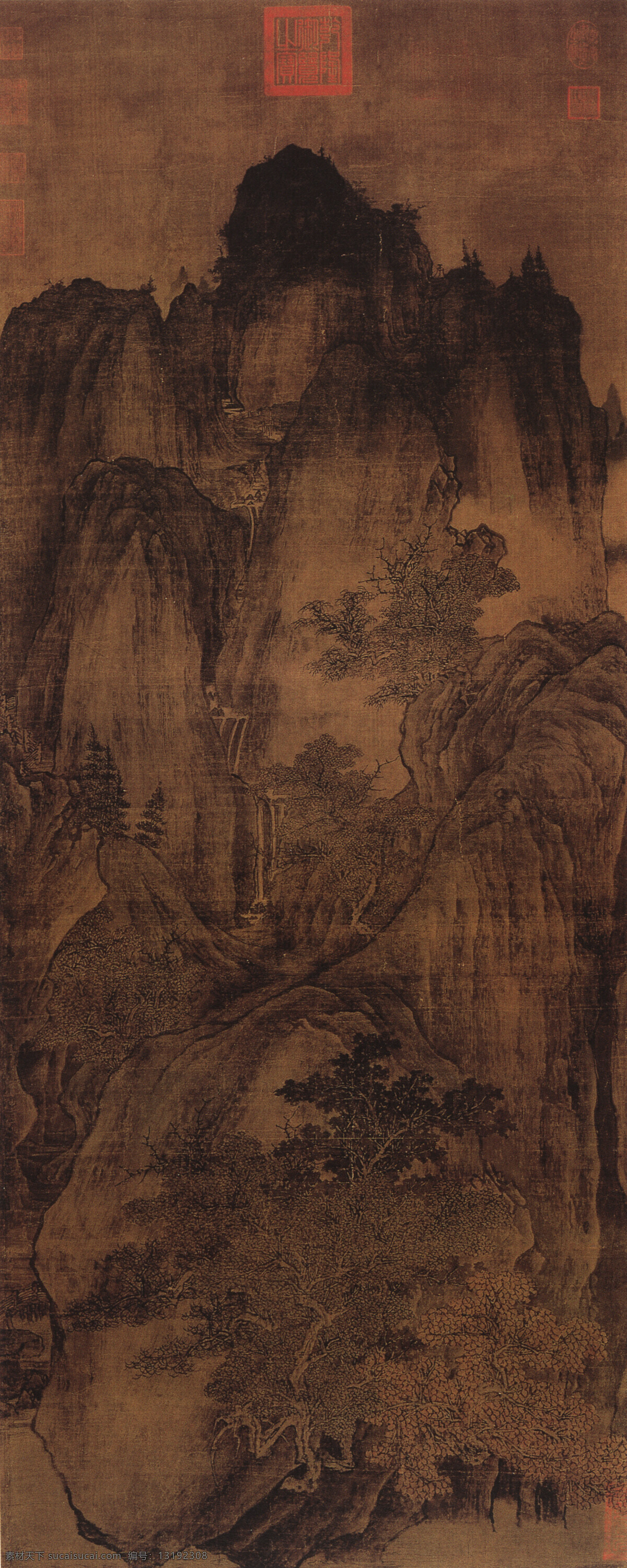 秋山 晚 翠 图 古画背景 古画素材 山峰 中国古画 翠树