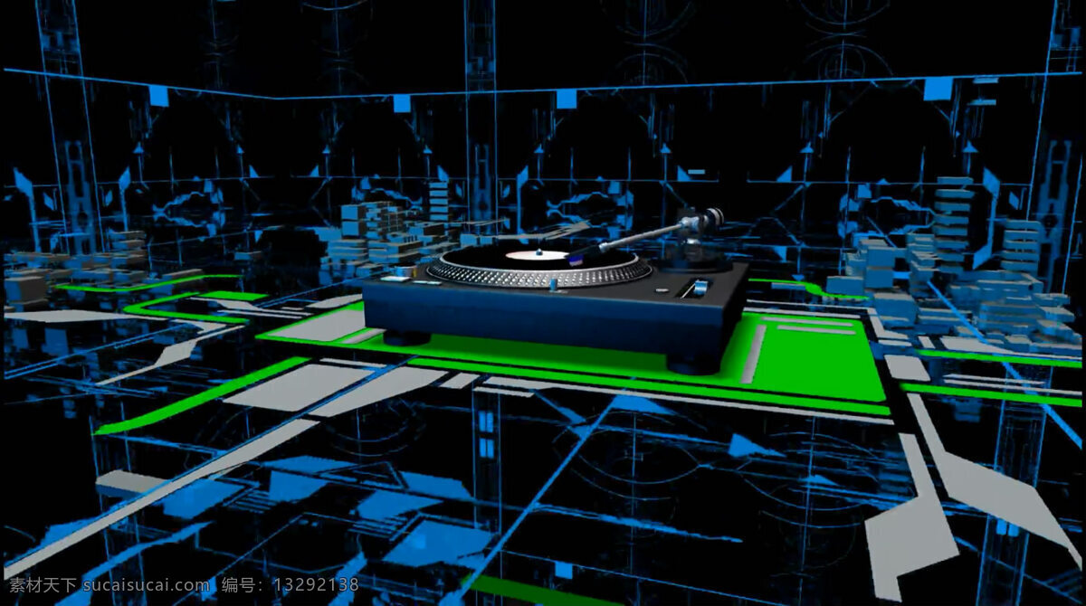 蓝色 绿色 dj 碟机 炫动 视频 dj碟机 形状 动态 视频素材