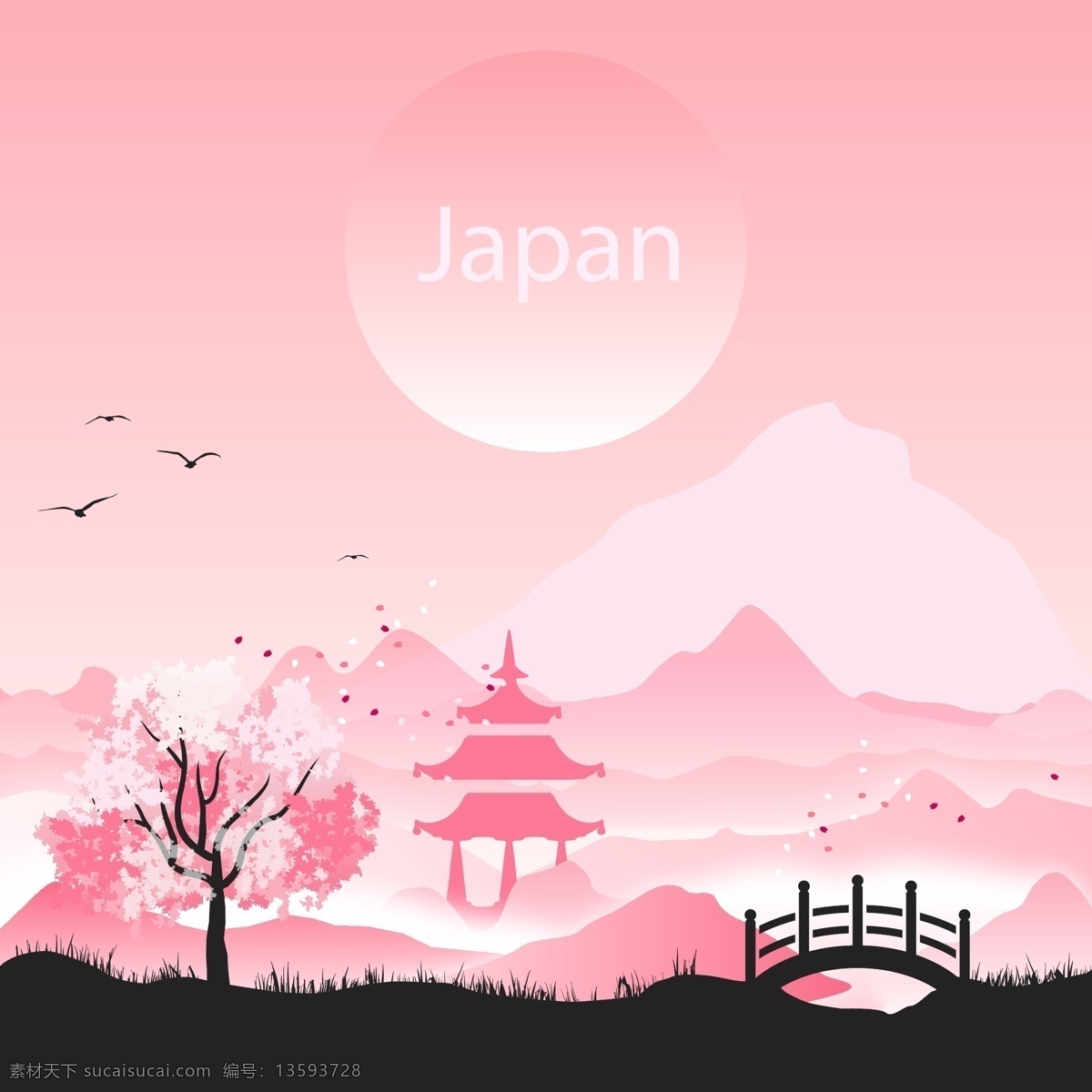 粉色古代造景 粉色 造景 古风 日本风