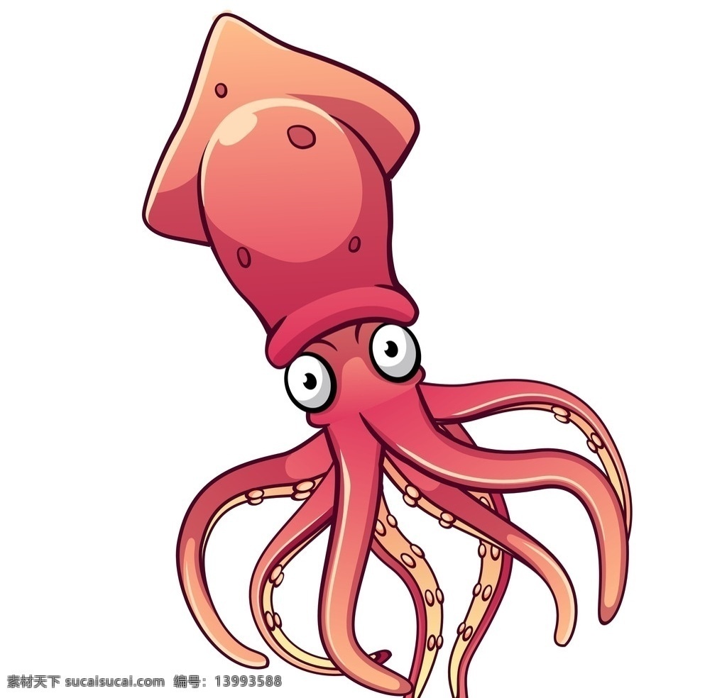 卡通鱿鱼 卡通 漫画 插画 动物 章鱼 水母 鱿鱼 卡通形象