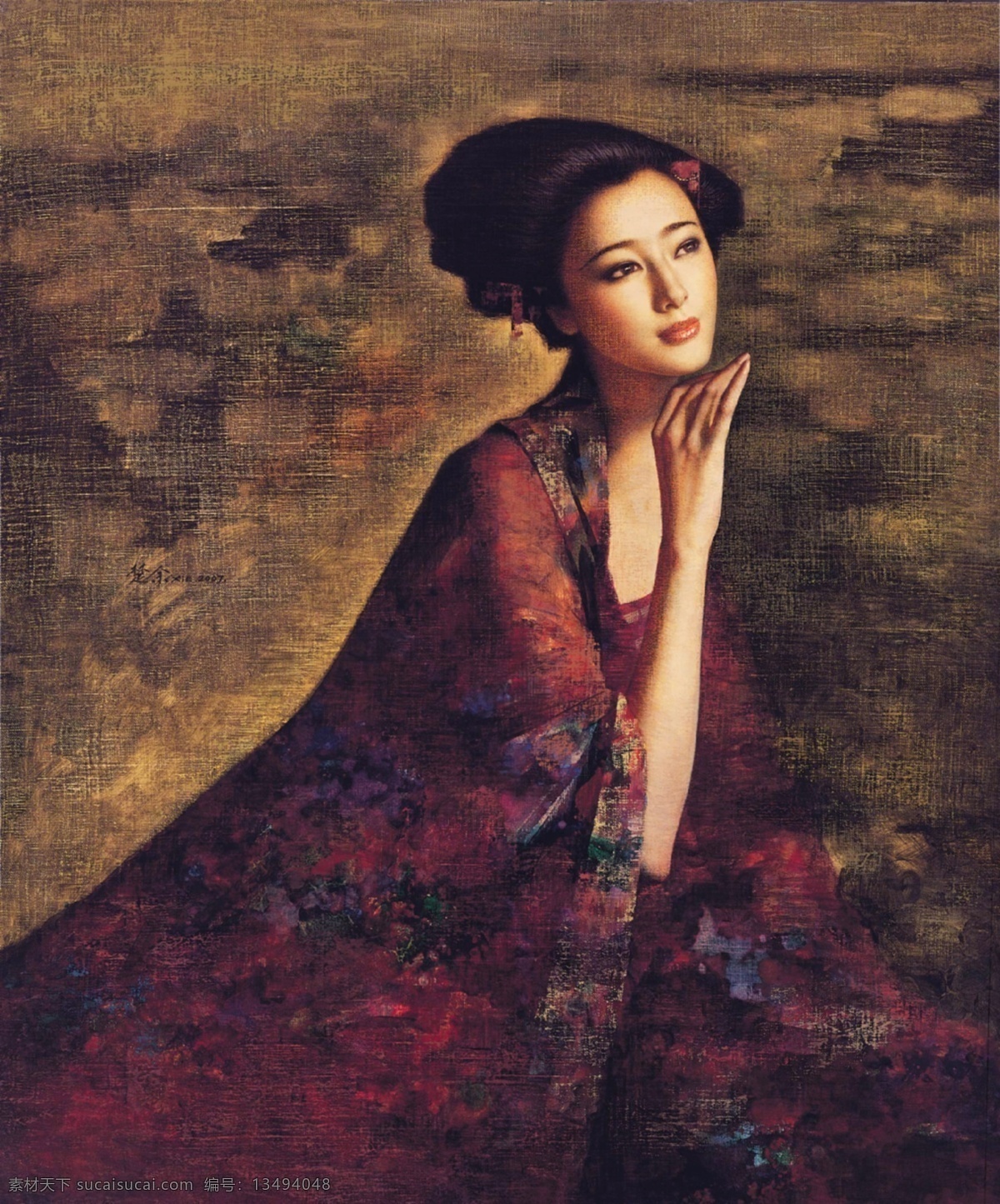 美女油画 谢楚余 明月奇相思 美女 谢楚余油画 绘画书法 文化艺术 bmp