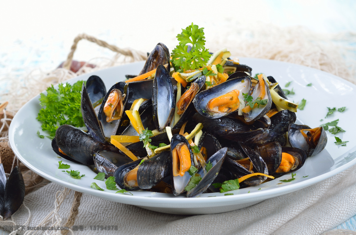 盘 里 美味 蛤蜊 意面 食物 美食 食材 食材原料 餐饮美食 外国美食