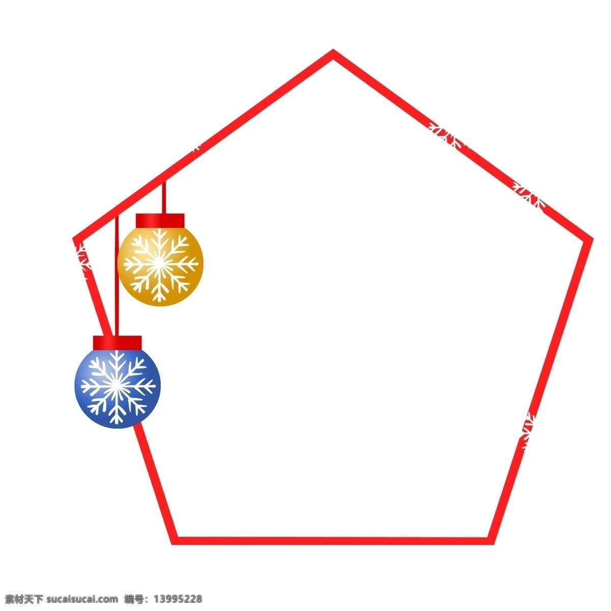 圣诞节 圣诞球 边框 装饰 漂亮的边框 边框插画 可爱的边框 边框装饰 插画 红色的边框 黄色的圣诞球