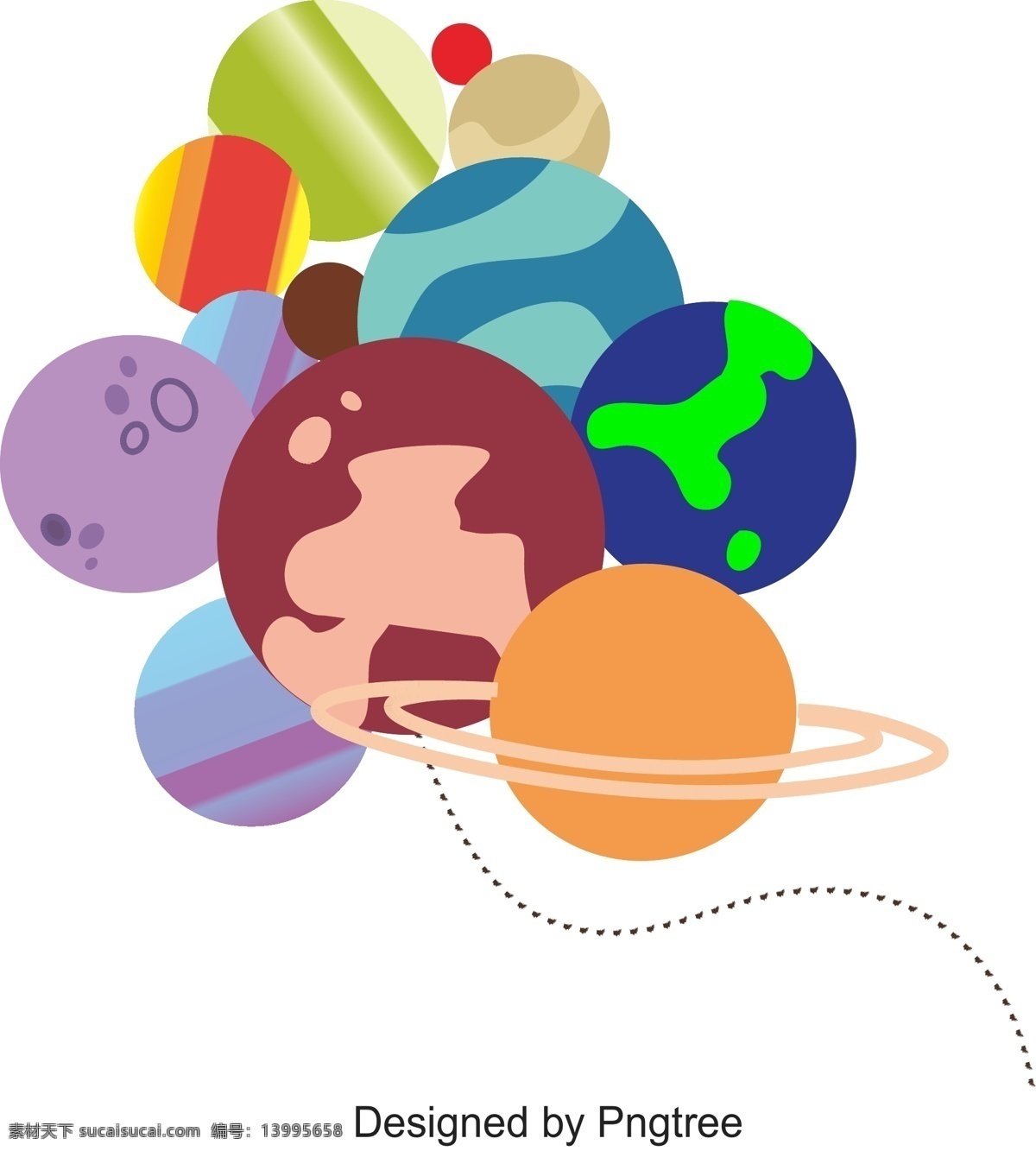 卡通 手绘 太空 星球 可爱 空间 行星 太阳 地球 土星 宇宙