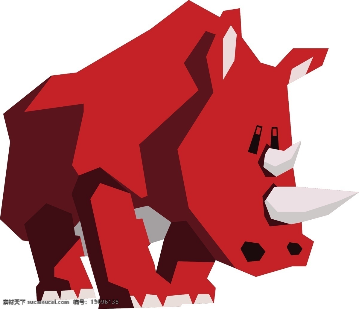 卡通 几何 犀牛 商用 元素 动物 矢量