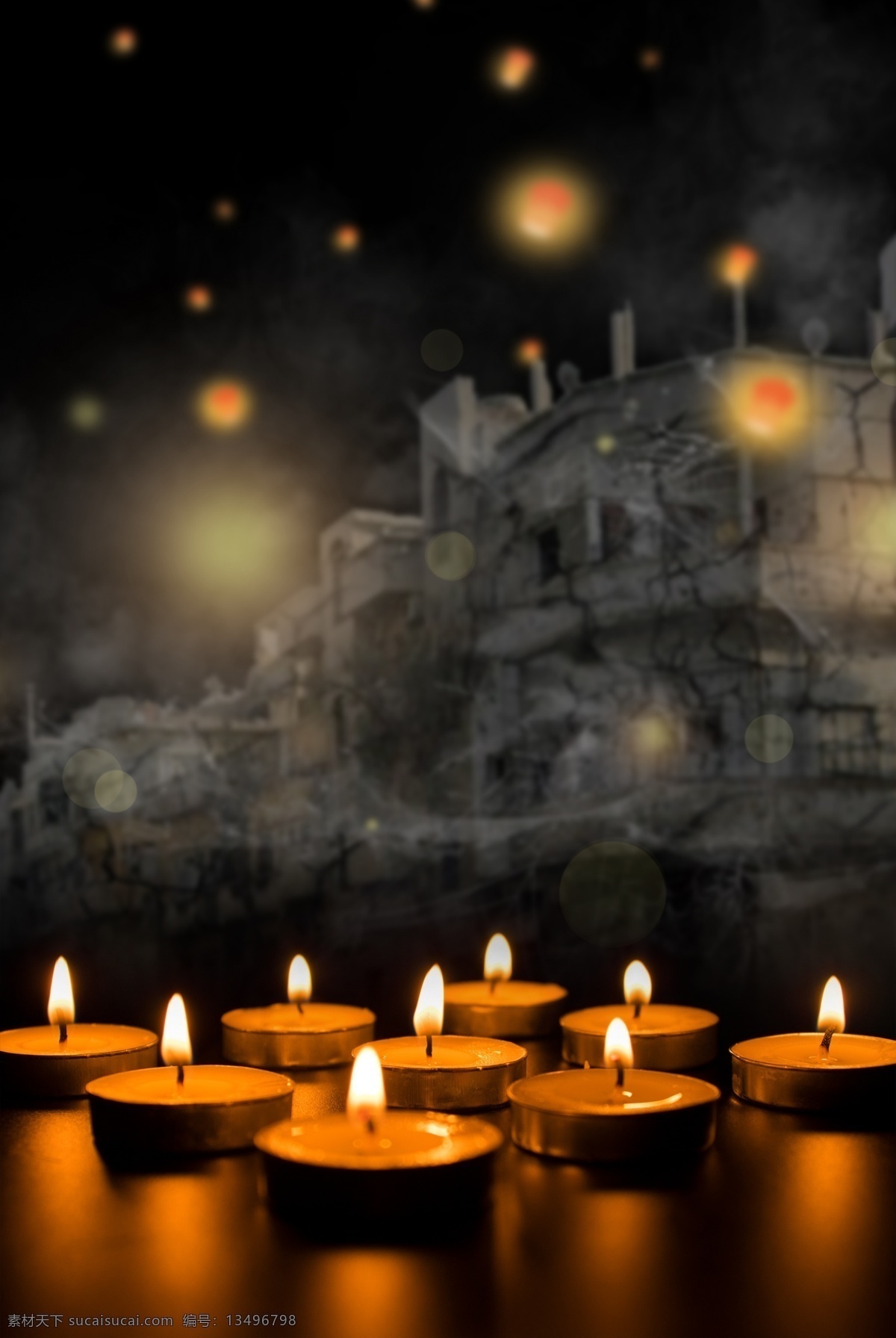 黑色 背景 蜡烛 祈福 天灾 地震 火灾 祝福 平安 坚强 祈求