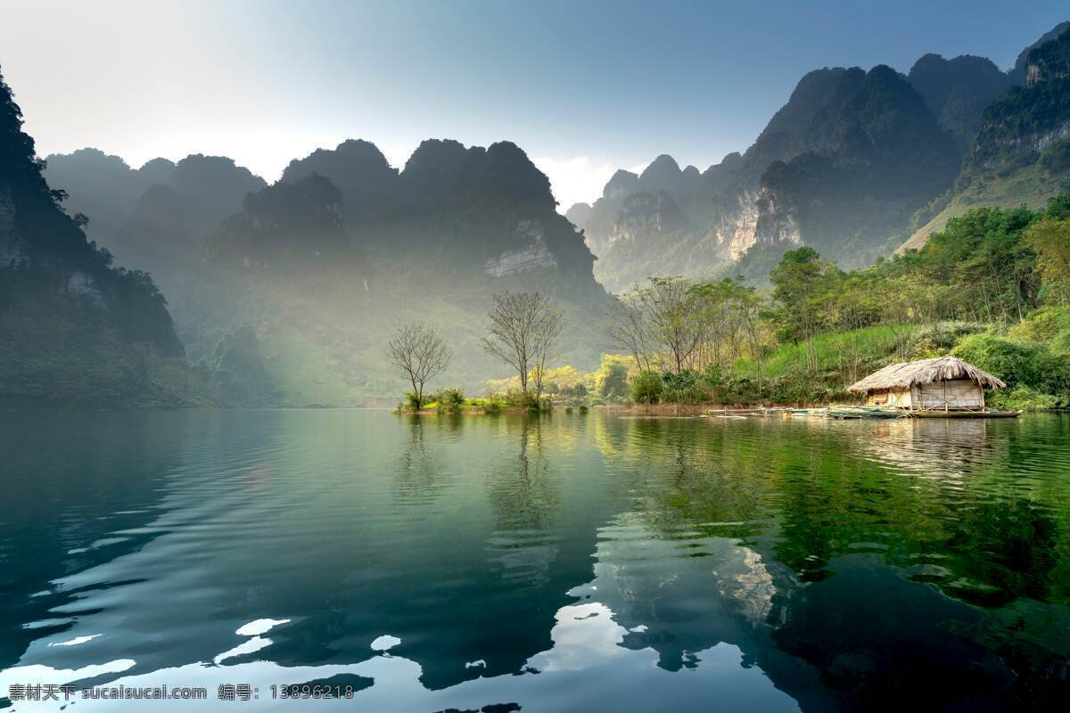 美丽 山水 画卷 山水画卷 美丽山水 山清水秀 青山绿水 云展云舒 河流 湖泊 静谧的湖泊 山峰 画境 美丽风景 自然景观 山水风景