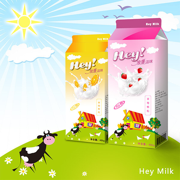 卡通 牛奶 包装盒 卡通牛奶 设计免费下载 白色