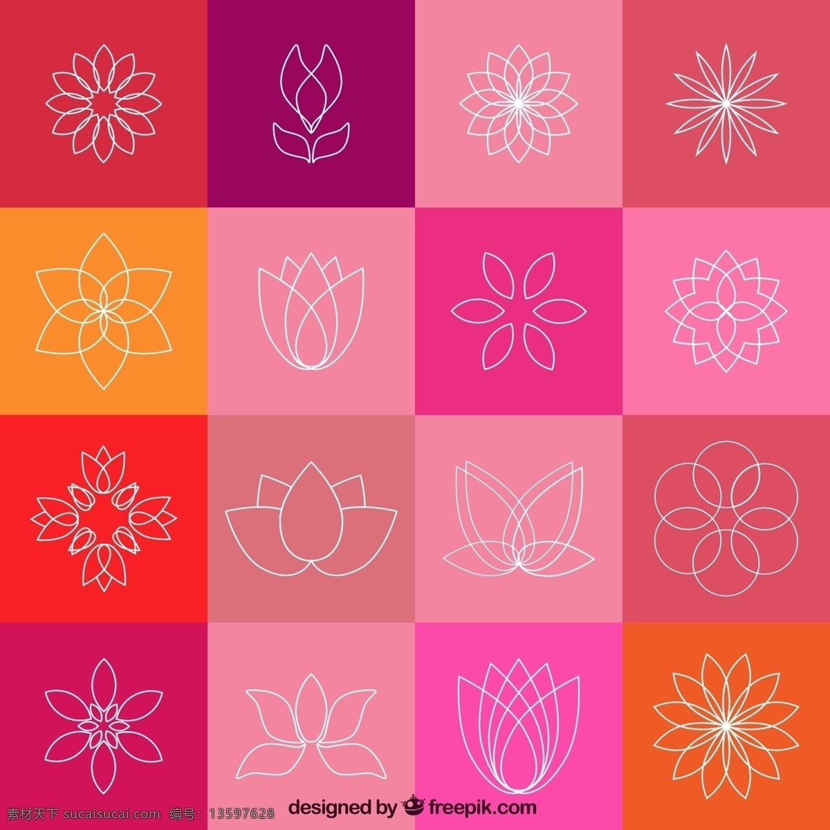 抽象花卉图标 抽象 花卉 图标 线条 粉色