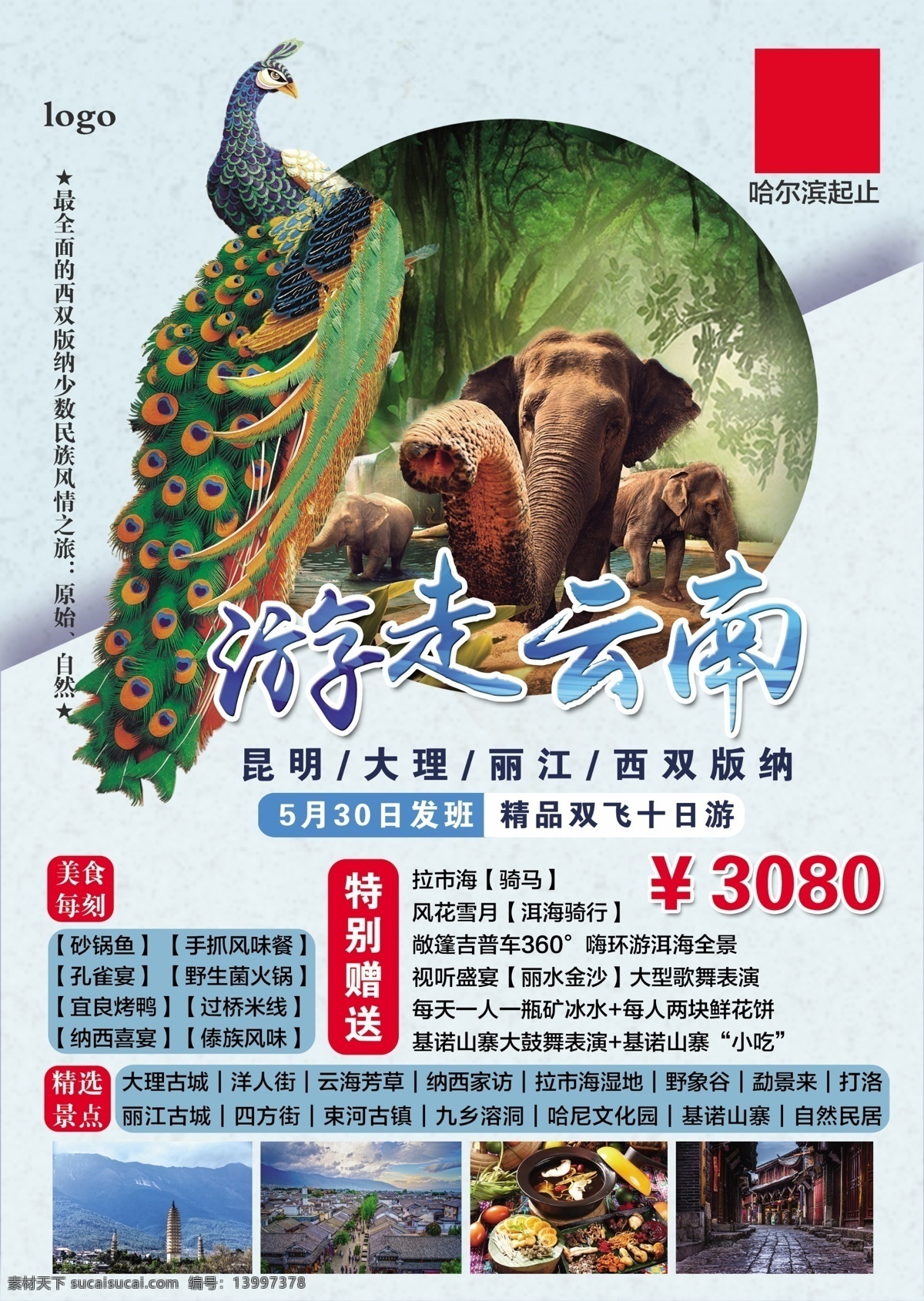 游走 云南旅游 海报 游走云南 旅游 吉达国旅 云南 西双版纳 工作资源
