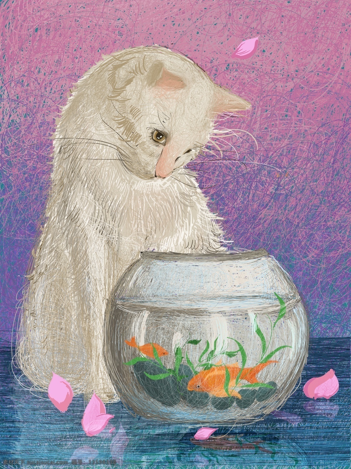 萌 宠 线圈 治愈 清新 手绘 插画 唯美 治愈清新
