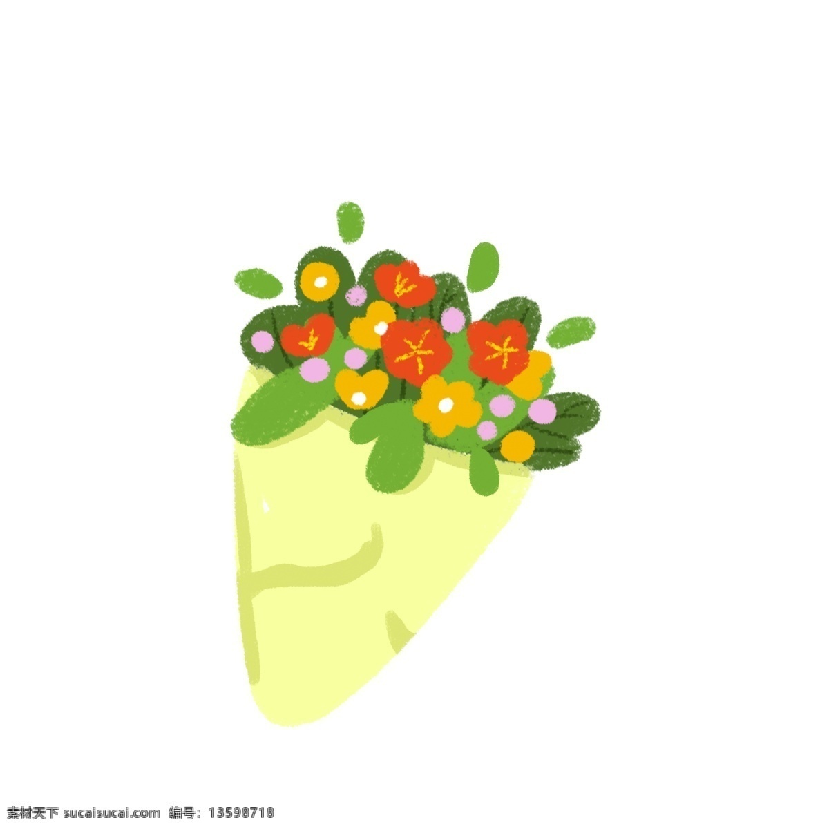 束 彩色 花 免 抠 图 卡通花朵一束 一束花 一束卡通花 送花 送一束花