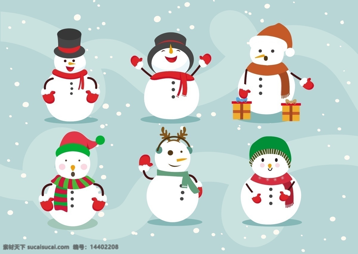 圣诞 插图 各种 元素 构成 雪人 自由 向量 圣诞插图 圣诞雪人 冬天 雪 雪地 矢量图