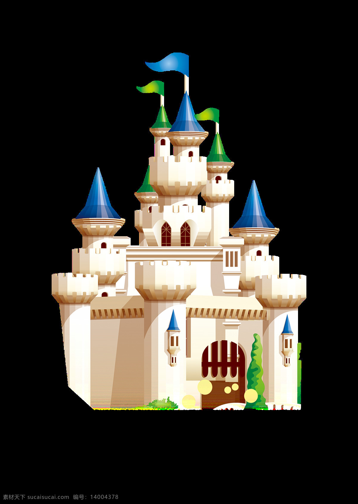 卡通 蓝色 城堡 卡通装饰 童话城堡 童话世界 童话图案