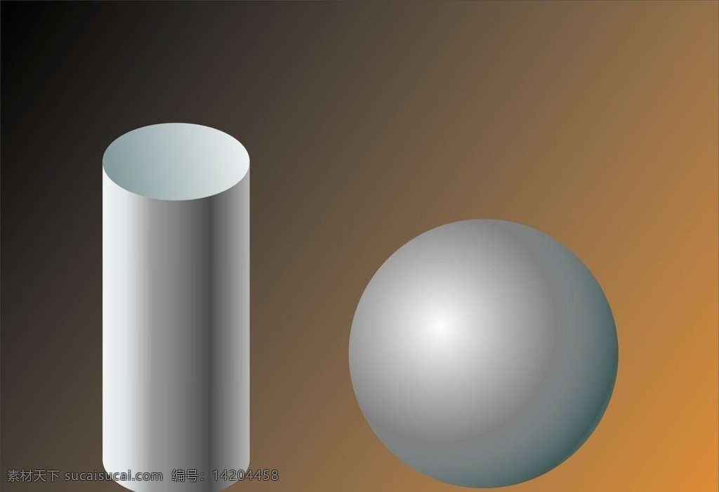 圆柱体与球体 圆柱体 球体 圆柱体球体 立体图形 立体阴影图