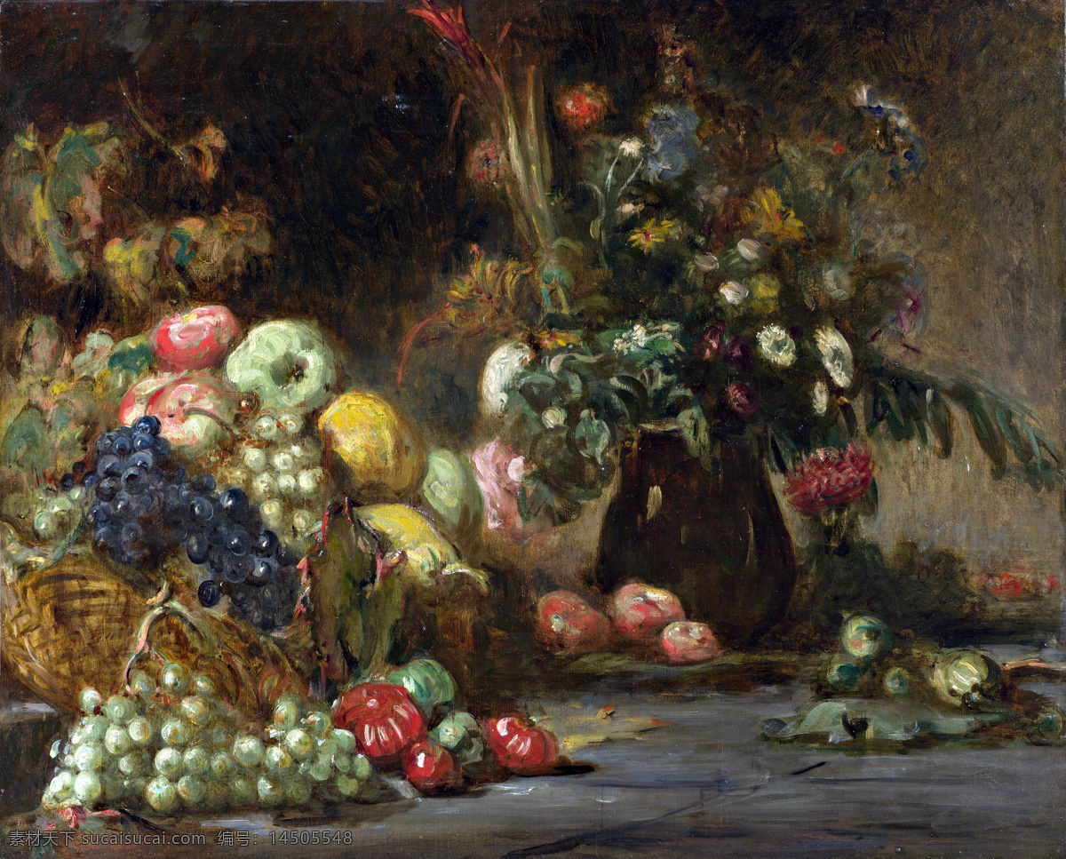 高清油画 绘画书法 静物 色彩 水果 文化艺术 西方 皮埃尔 安德里 厄 鲜花 油画 家居装饰素材