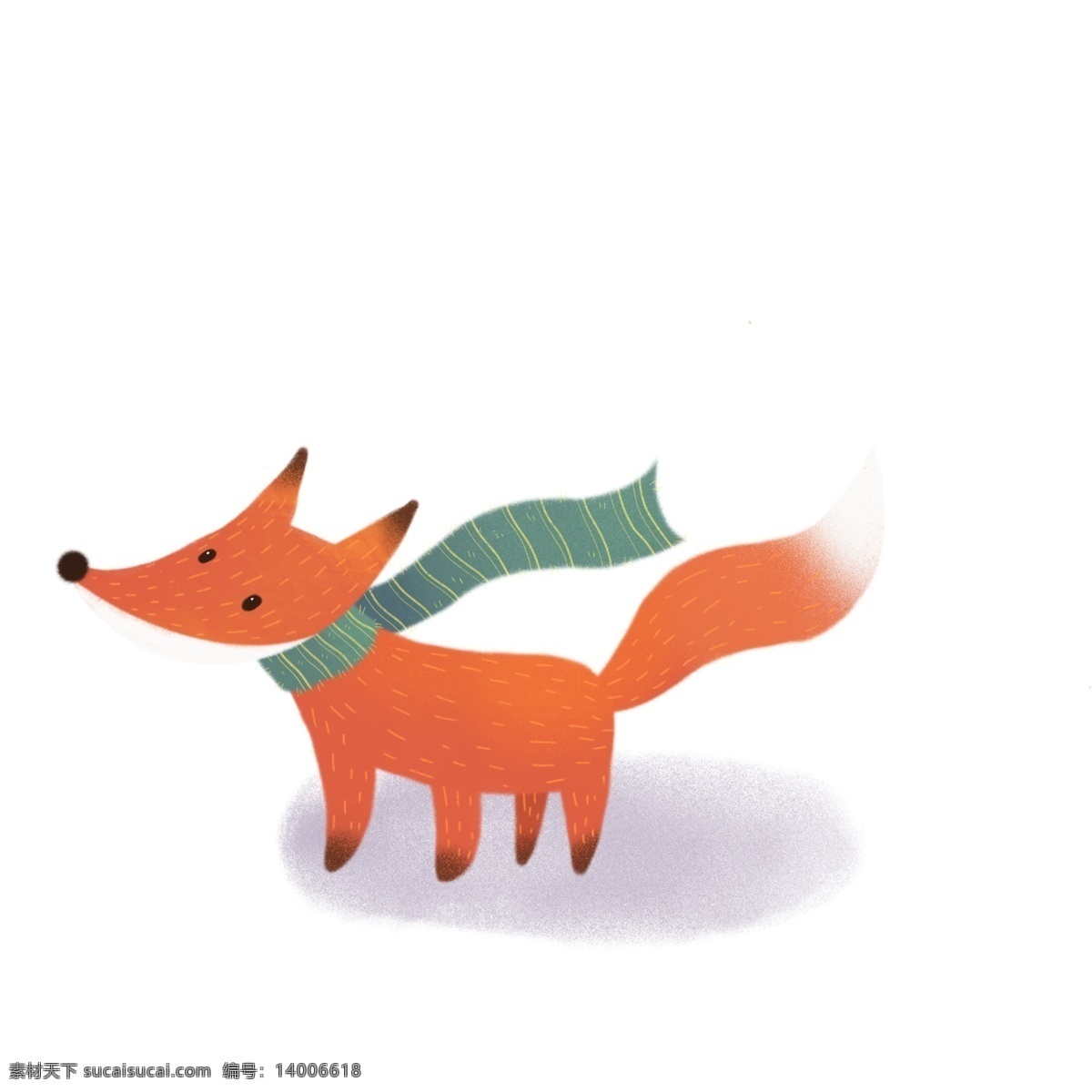 冬季 森林 动物 狐狸 商用 元素 卡通 插画 手绘 围巾