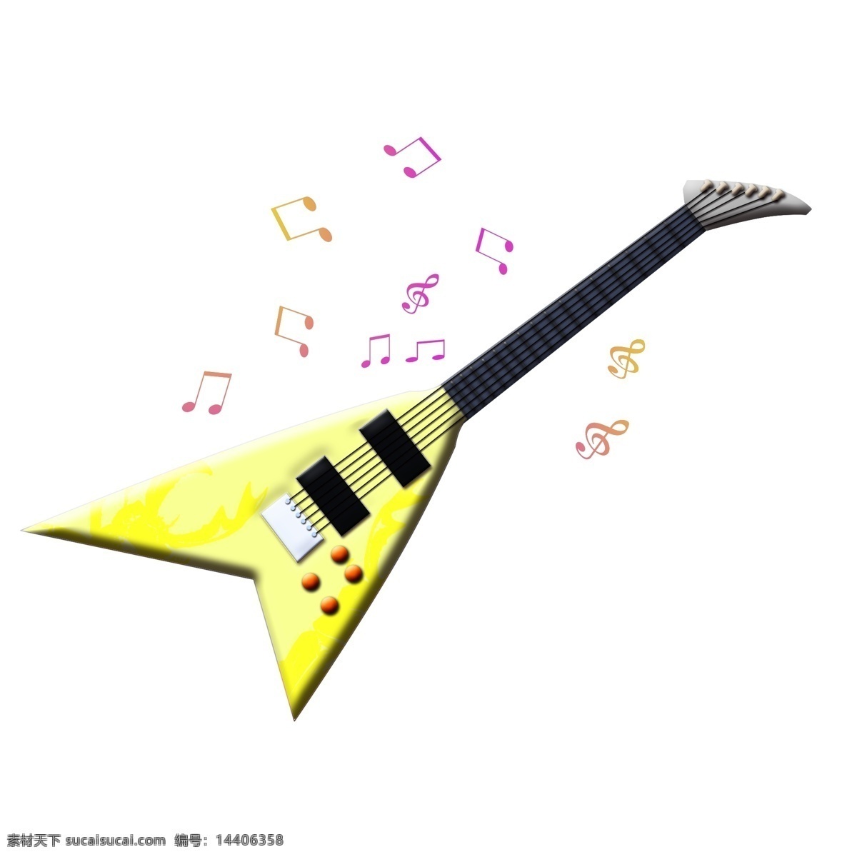 黄色 吉他 装饰 插画 黄色的吉他 乐器吉他 漂亮的吉他 创意吉他 立体吉他 卡通吉他 吉他装饰