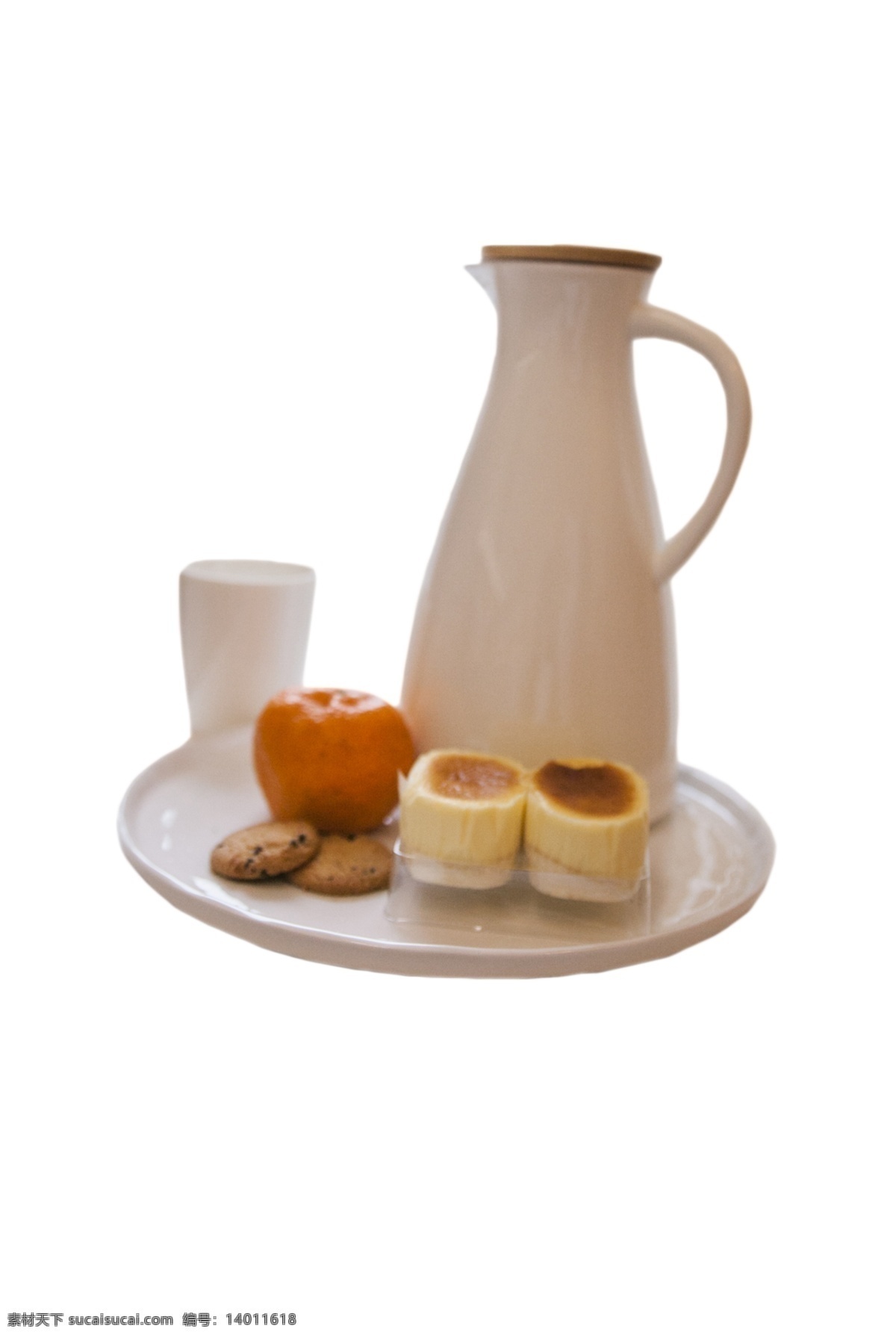 白色 托盘 橘子 蛋糕 暖水瓶 桌子 家具 简约 红色的橘子 白色的桌子 甜点 饼干