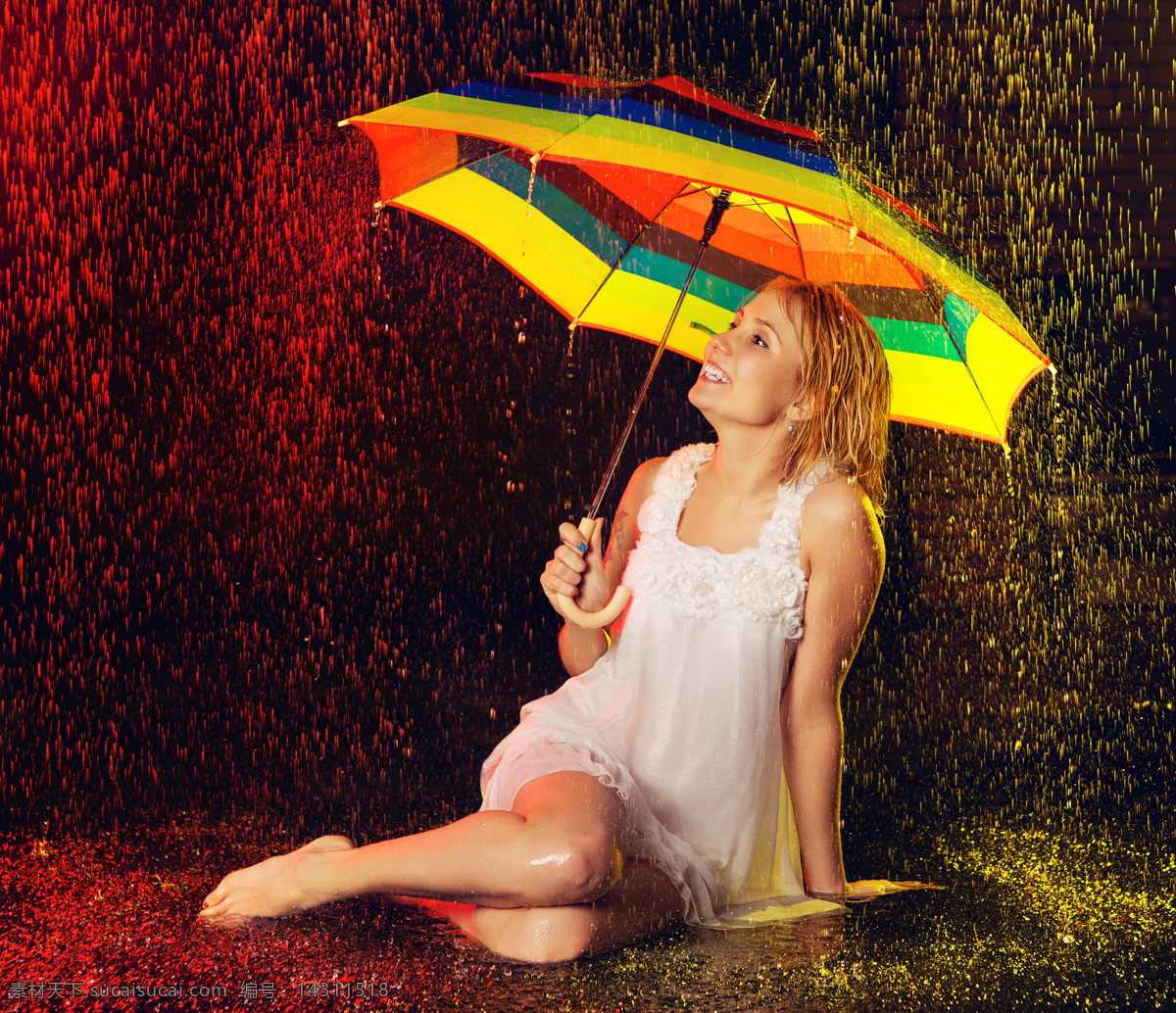 Girl Playing Rainbow Umbrella Picture And HD Photos | Free Download On ...