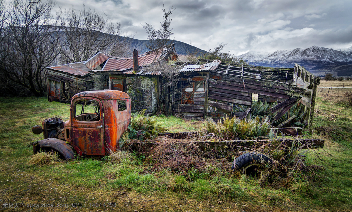 废弃汽车 废弃 汽车 木屋 美国农家 老旧汽车 卡车 荒草 美国乡村 自然景观 自然风景
