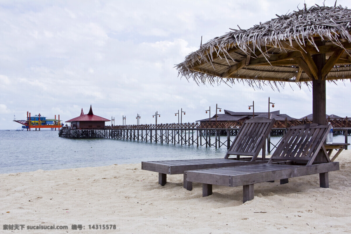 沙巴海景風光 海景 沙灘 度假小屋 涼亭 涼椅 小島 馬來西亞 国外旅游 旅游摄影