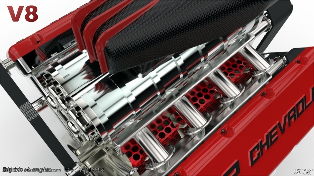 大块 引擎 v8 比赛 大 发动机 老 汽车 运动 keyshotrendering 块 阻 3d模型素材 其他3d模型