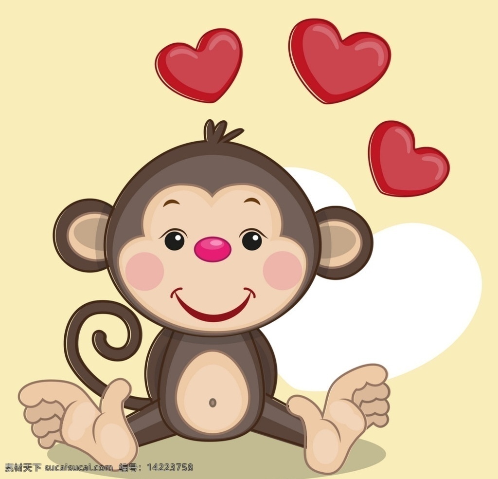 可爱卡通猴子 猴子 卡通 动漫 手绘 矢量 可爱 动物 动漫动画