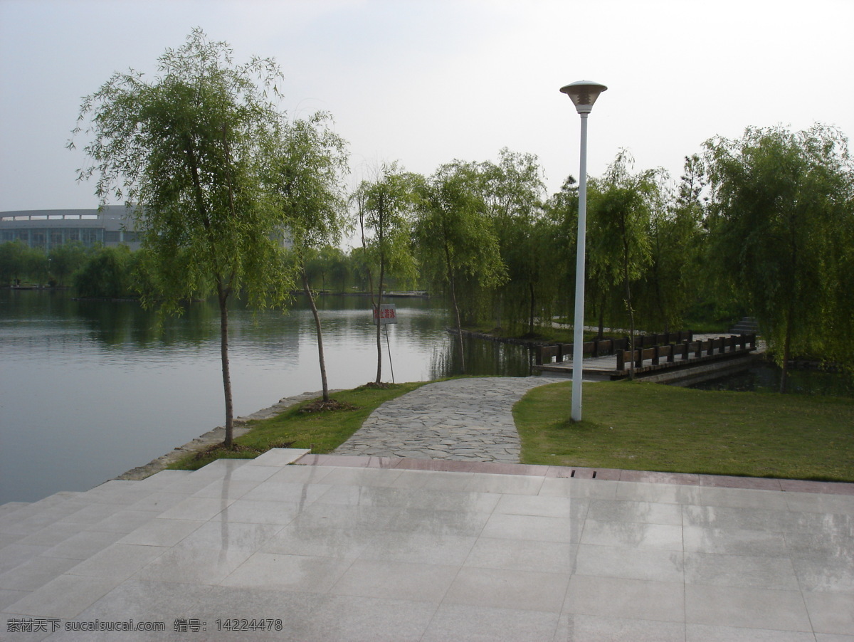 大学校园景观 景观 大学 校园 绿地 绿化 铺地 草坪 灯柱 柳树 滨水 水面 校园绿化景观 园林建筑 建筑园林