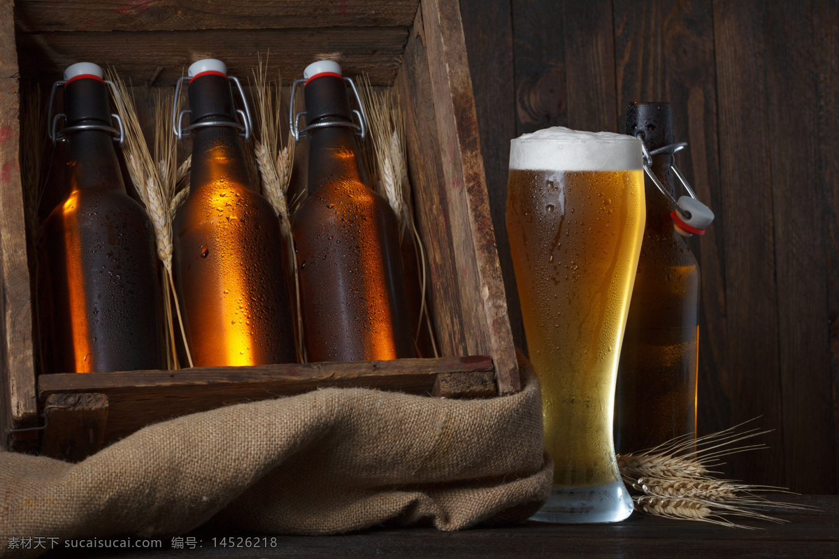 啤酒 酒杯 酒瓶 木箱 小麦 麻袋 饮料 啤酒素材 酒吧 ktv 餐饮 酒类图片 餐饮美食