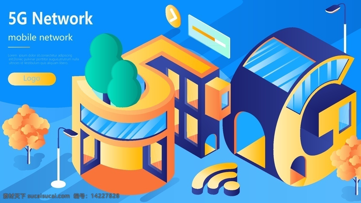 5g 移动 网络 手机通讯 技术 d 矢量 插画 手机 通讯 科技 未来 大厦 建筑 树木 wifi 信号 配图 海报