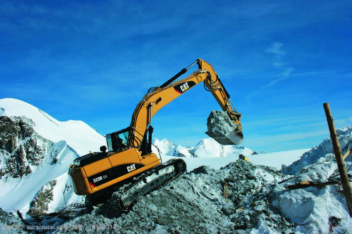 卡特cat 雪山 工作 照片 卡特 cat 挖土机 工业生产 现代科技