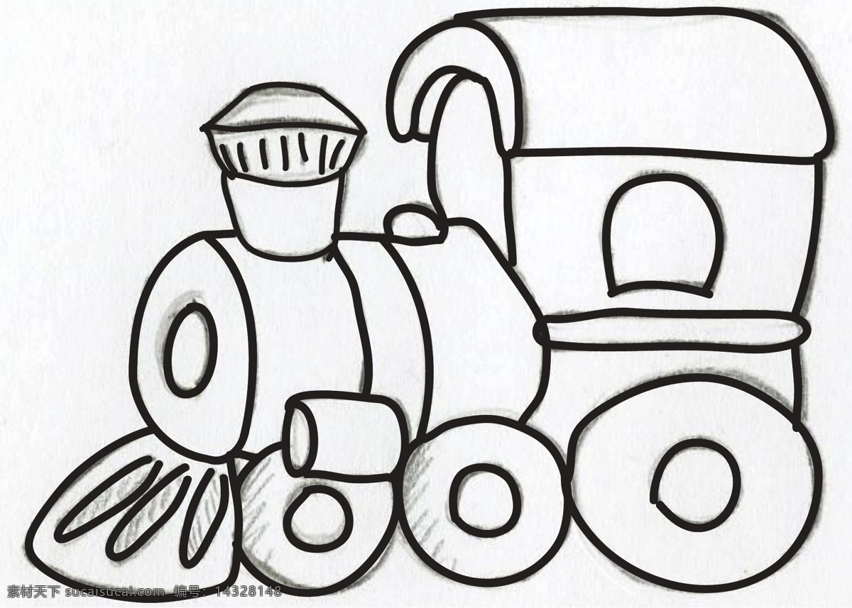 小火车 手绘小火车 黑白小火车 白色