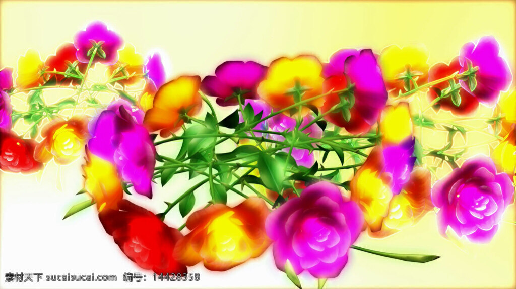 立体 浪漫 花 堆 圆圈 旋转 视频 彩色 花朵 视频素材