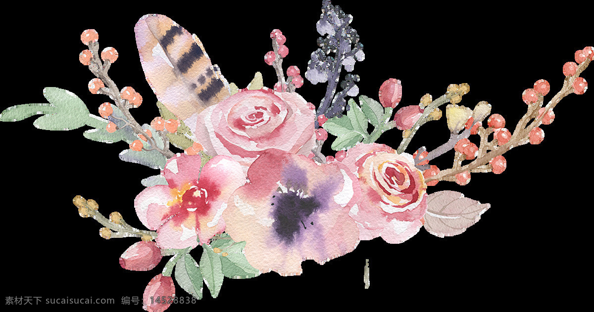 茂密 花卉 生长 装饰 通 透明 卡通 抠图专用 设计素材