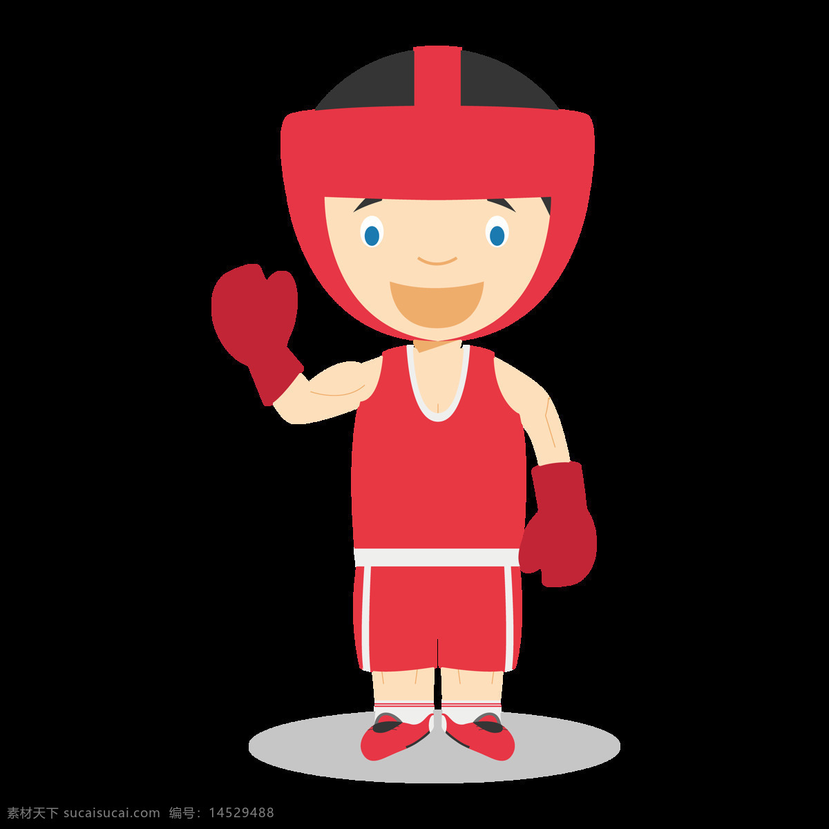 卡通 拳击 运动员 元素 png元素 透明素材 红色 装饰 免抠元素