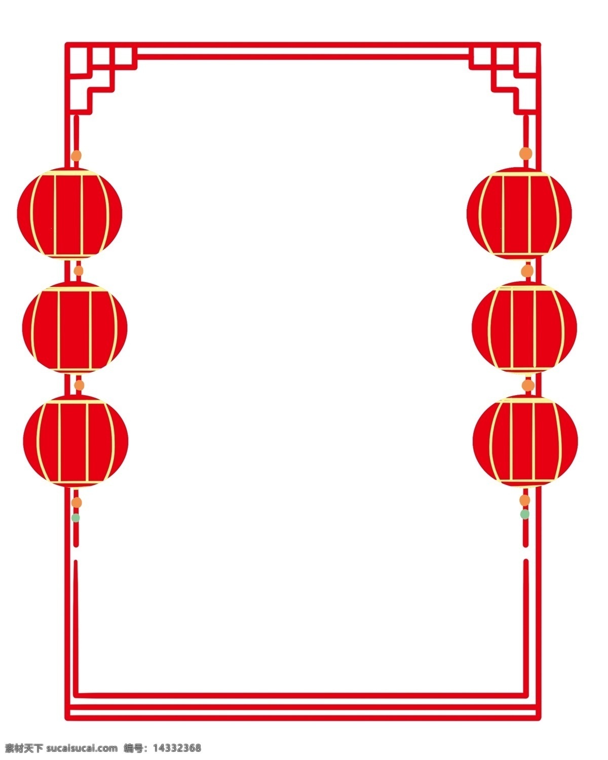 手绘 灯笼 新年 边框 红色的灯笼 漂亮的边框 卡通的插画 手绘的边框 创意的边框 新年的灯笼