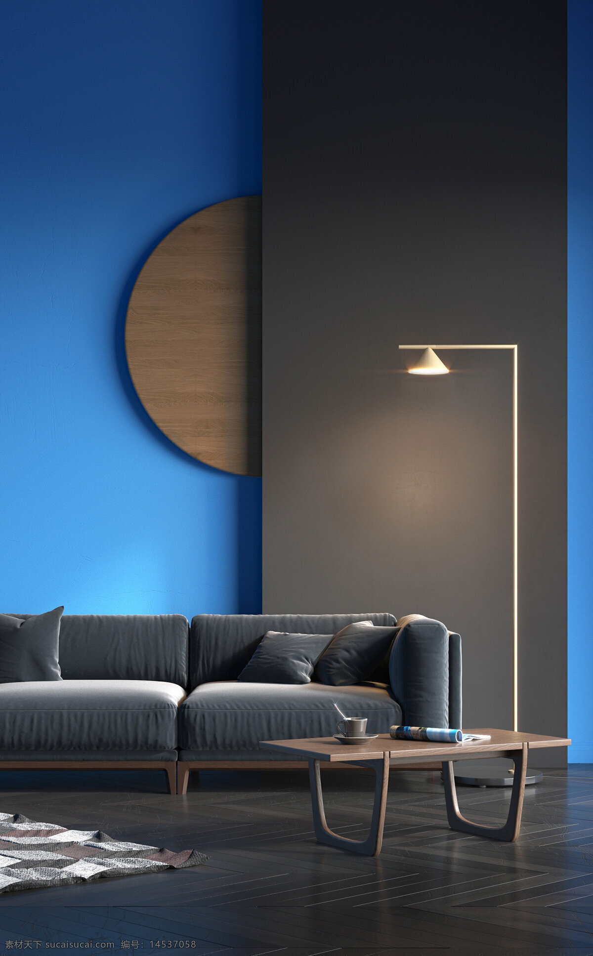 客厅天蓝色沙发怎样搭配壁纸墙效果图_百度知道