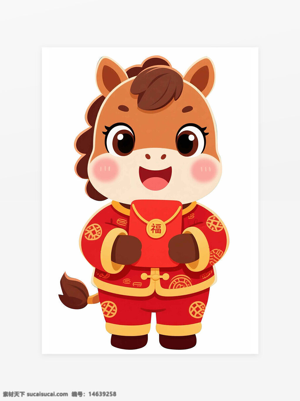 福马迎春 卡通骏马 红包 春节主题 新年快乐 扁平风格 节日元素 马年大吉 喜庆氛围 吉祥节日 动物卡通
