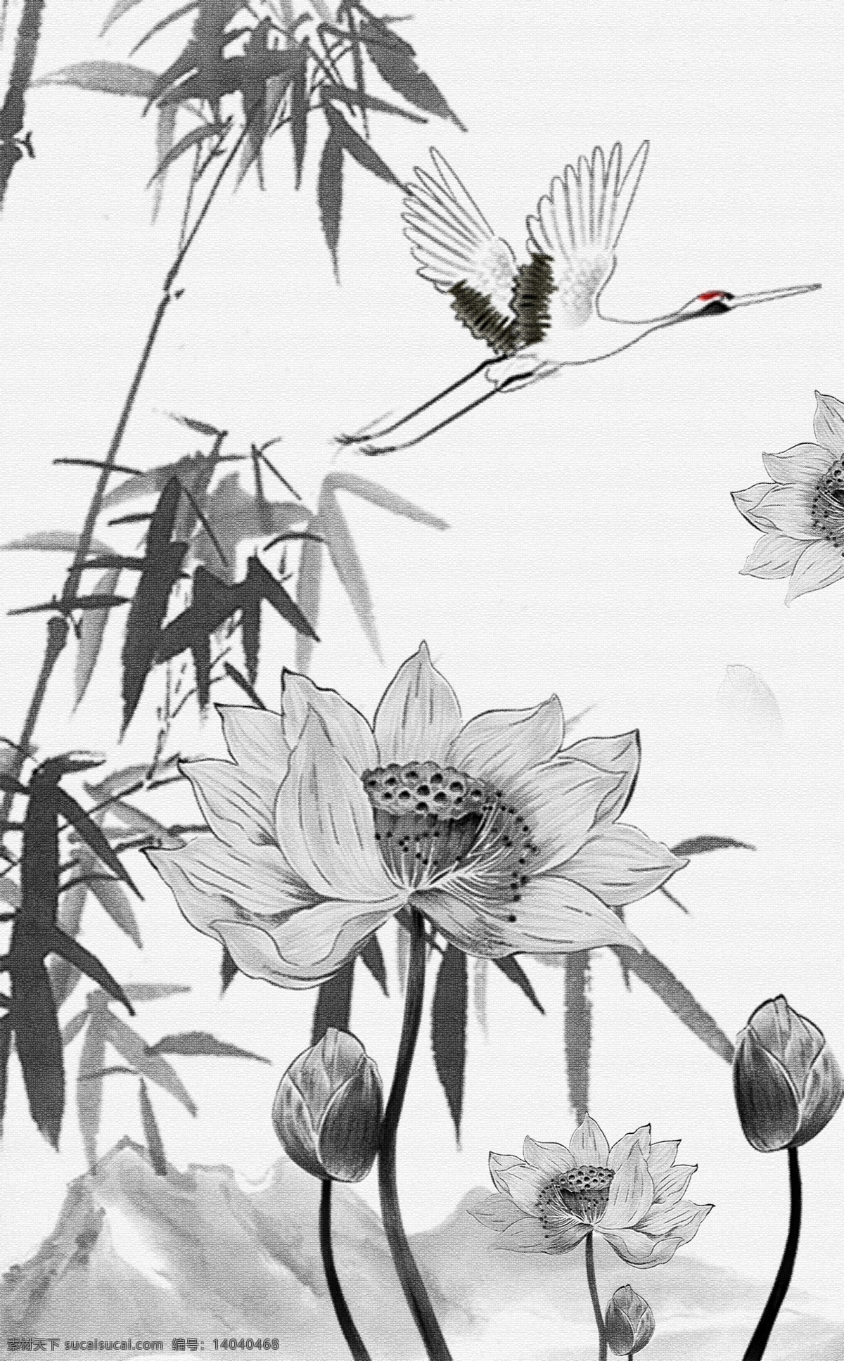 中国 风 荷花 古韵 装饰画 中国风 竖版 家居画 油画