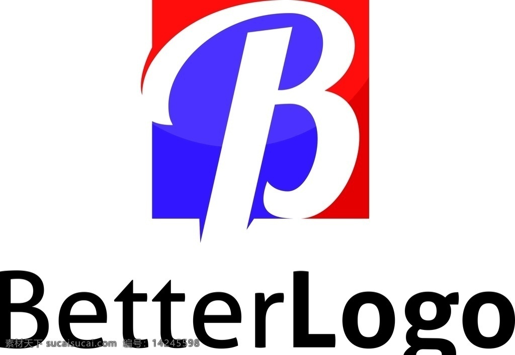 b字母 标识标志 logo 标识 标志 企业 红蓝配色 logo设计