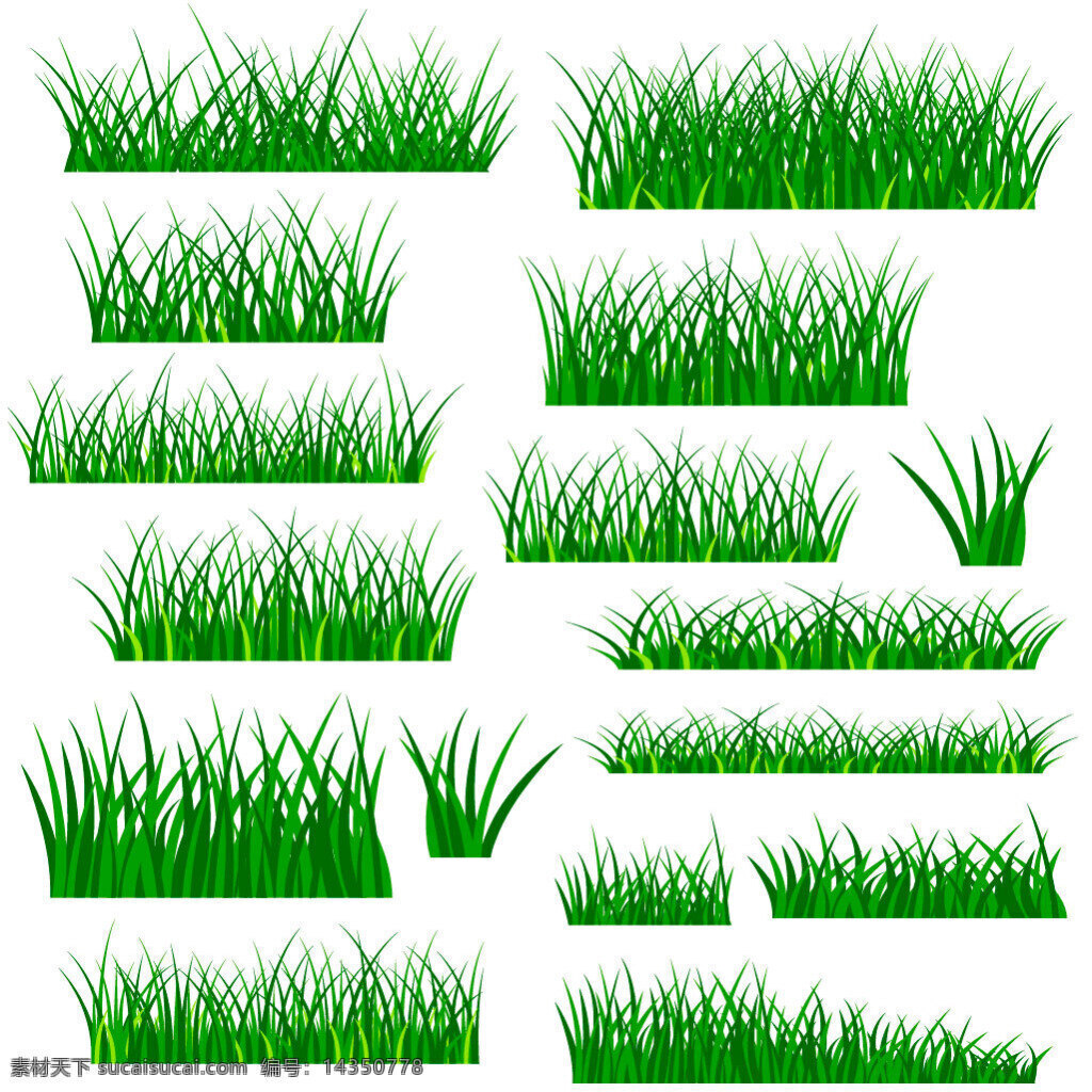 矢量 绿 草 元素 集 绿草