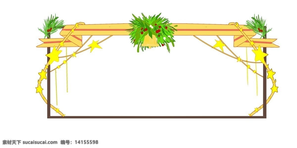 手绘 黄色 摇铃 边框 圣诞节 愉快的圣诞节 欢庆圣诞节 创意 可以 收礼 物 节日 黄色的摇铃