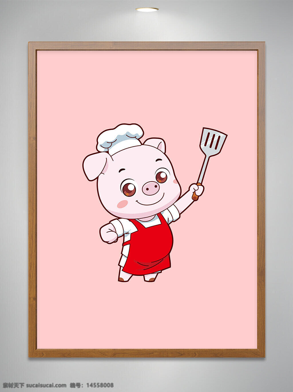卡通原创 卡通吉祥物 卡通动物 卡通可爱小猪 卡通可爱小猪厨师 卡通可爱小猪厨师拿锅铲 餐饮 ai矢量图