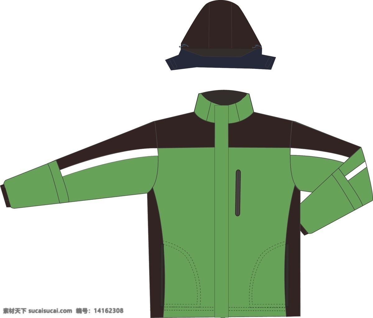外套 冲锋衣 服装设计 绿色 外套矢量素材 外套模板下载 矢量 其他服装素材